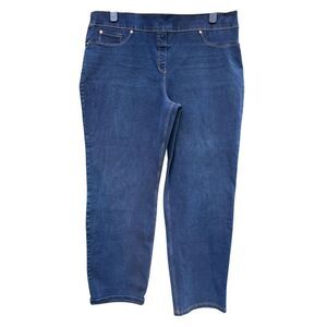 Slim Factor Investments Women's Jeans Plus Size 2X Slim Straight Pull-On Wide Wa